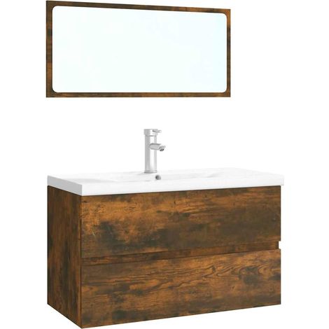 Maison Exclusive - Set di Mobili da Bagno Rovere Fumo in Legno Multistrato (1/5)