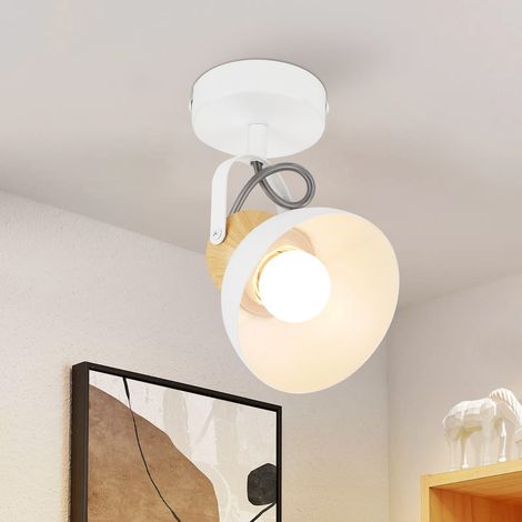 GBLY Deckenstrahler Vintage Weiß Deckenlampe: 1 Flammig Retro Deckenspots E27 Flurlampe Schwenkbar 350° Wandstrahler Metall Industrial Deckenleuchte für Flur Küche Eingang Wohnzimmer Schlafzimmer