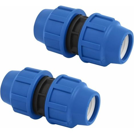 Connecteur pour tuyaux MDPE PP 25mm x 25 mm égal - Adaptateur pour tuyau d’eau PE de compression – Raccords de plomberie PN16 compatible avec tuyaux PE80 et PE100-2 pièces (1/5)