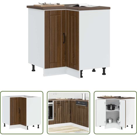 vidaXL Holzwerkstoff - Küchen-Eckunterschrank Lucca Braun Eichen-Optik Holzwerkstoff (1/5)
