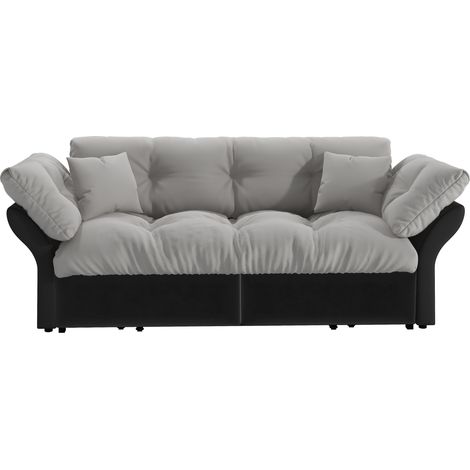 ELVMI Sofá cama convertible 3 en 1 con chaise longue y 2 cojines, para salón y dormitorio, en Terciopelo, Gris claro (1/5)