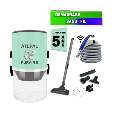 Aspirateur central type ALDES, ATEPAC PURAIR II (jusqu’à 180 m²) + set accessoires - Garantie 5 ans (1/5)