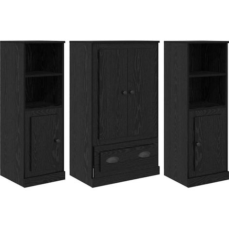 Maison Exclusive - Aparador alto con cajón 3 pcs Roble Negro Made