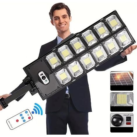 Lampe solaire 1008 LED ultra-lumineuse, puissante lampe solaire avec détecteur de mouvement, éclairage d'extérieur pour jardin (1/5)