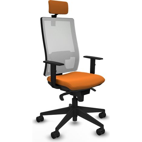 Horna sincro malla blanca similpiel naranja brazos 1D base piramidal cabecero 2D ruedas 65mm nailon (1/5)