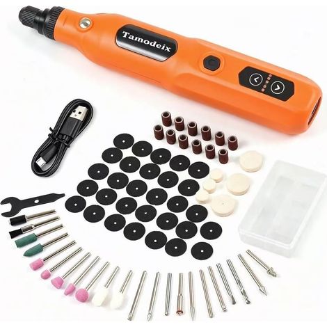 Mini Outil Rotatif Sans Fil 3,7V, Perceuse 5 Vitesses, Kit de 70 Accessoires avec Graveur LED, pour Bricolage, Modélisme, Bijoux et Résine, DIY Débutants (1/5)