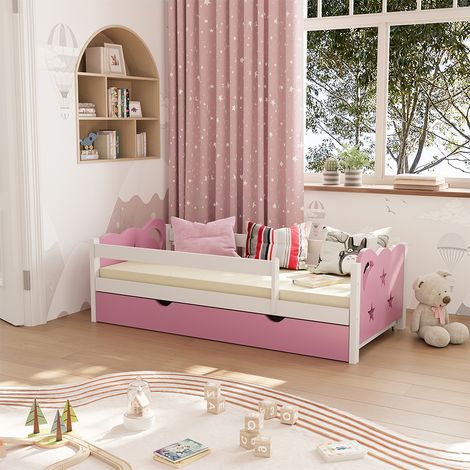 Cama infantil Jessica, Rosa, 80x160 cm con cajón, sin colchón, Vitalispa