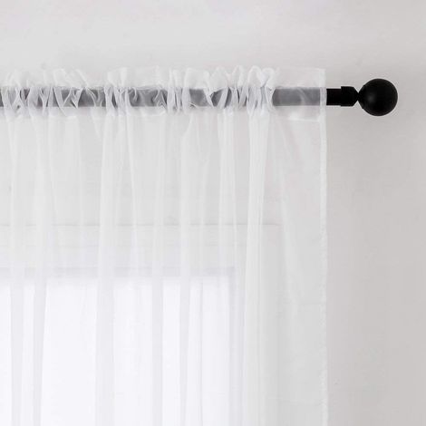 Cortina in Velo Trasparente Bianca Set 2 Pezzi 260x140 cm (1/5)
