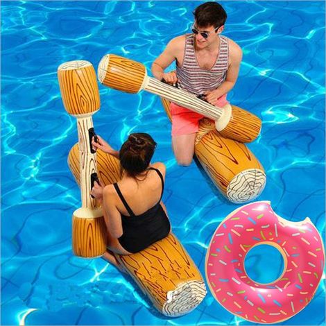 Set of 4 Inflatable Floating Rowing Toy, Pool Party Water Sports Games Raft Floating Toy for Adults and Children (1/5)