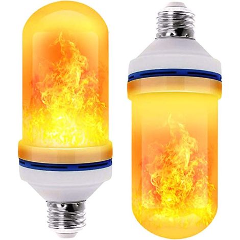 Dos bombillas LED de efecto azul y amarillo, bombillas seguras y de bajo consumo con efectos de llama dinámicos, para decoración del hogar, dormitorios, salas de estar, bares y hoteles. (1/5)