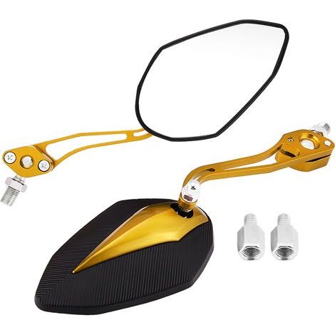 Paire de rétroviseurs latéraux universels pour moto, 8mm, 10mm, jaune (1/5)