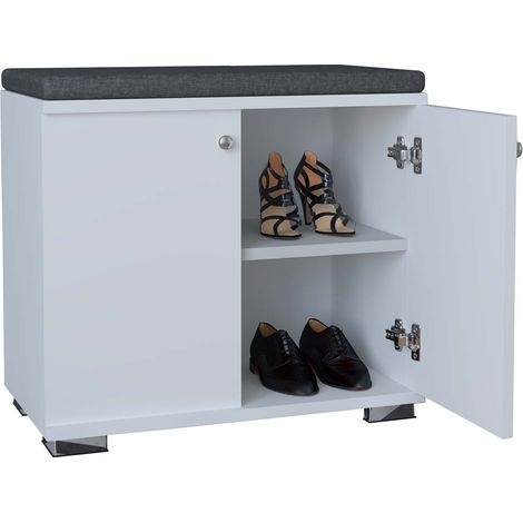 GadosS banc avec rangement2 portes blanc.