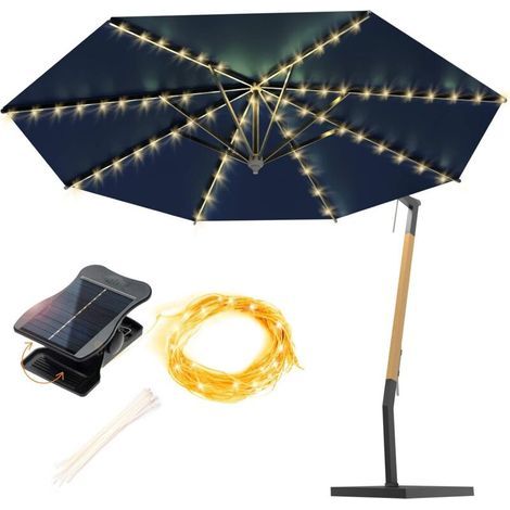 Lampes solaires d'extérieur, imperméables, à énergie solaire, sans fil, 8 modes, LED, pour tente de plage, camping, jardin, fête, décoration (blanc chaud) (1/5)