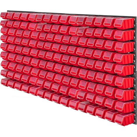 KADAX Werkstattwandregal, Wandplatten, 156 x 78 cm, Rot, 135 tlg.