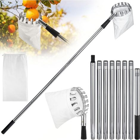 Outil de cueillette de Fruits Amovible,Perche Cueille Fruits Telescopique,Cueilleur de Pommes,Cueille Cerise,pour la Cueillette des Pommes Oranges Pêches Poire Cerises - 3.5m (1/5)