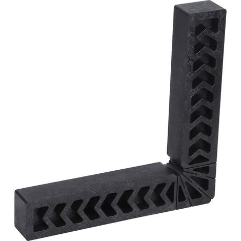 Règle de travail du bois en plastique haute dureté, en forme de L, avec gabarit d'angle droit noir (1/5)