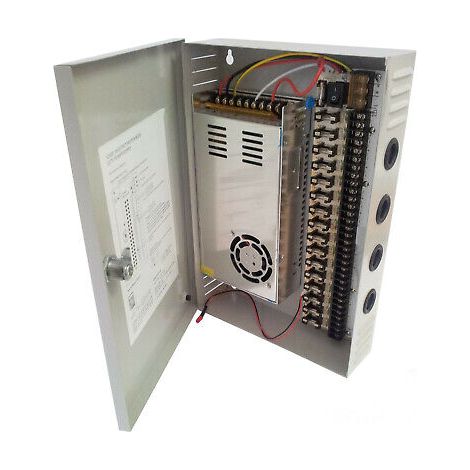 ALIMENTATORE STABILIZZATO BOX QUADRO DC 12V 18 USCITE TELECAMERA CCTV (1/2)