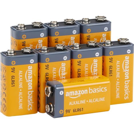 Lot de 8 Piles alcalines 9 V, 9V/6LR61, durée de Conservation de 5 Ans, pour détecteur de fumée/CO, électroniques et Audio (1/5)