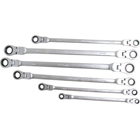 BGS Doble  llave de  carraca articulada  juego SW  8 -  19 mm  10 pzs.  - 1541
