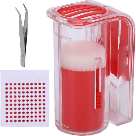 Kit professionnel pour le marquage des cages à reines avec des autocollants numérotés de 0 à 99 et une pince à épiler pour apiculteurs (rouge) (1/5)