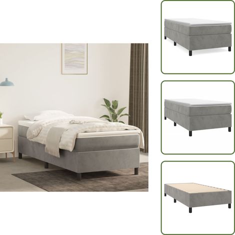 The Living Store Struttura Letto a Rete a Molle Grigio Chiaro 80x200 cm Velluto - Materasso letto