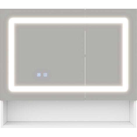 Mueble espejo de baño 80 x 17 x 70 cm blanco con LED y antivaho (1/5)