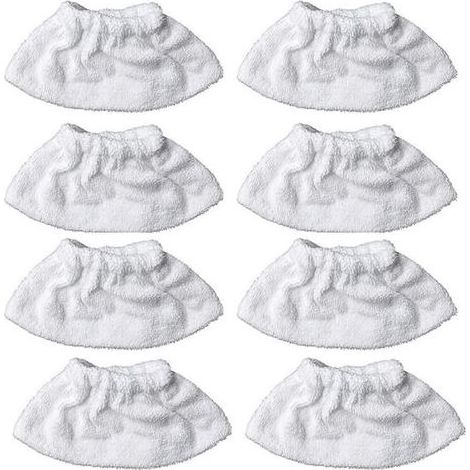 8 articles，Nettoyage à la vapeur en microfibre pour la buse manuelle, ensemble de chiffons éponge, housse en coton éponge, compatible avec la plupart des Nettoyeur à vapeur (Blanc) (1/5)