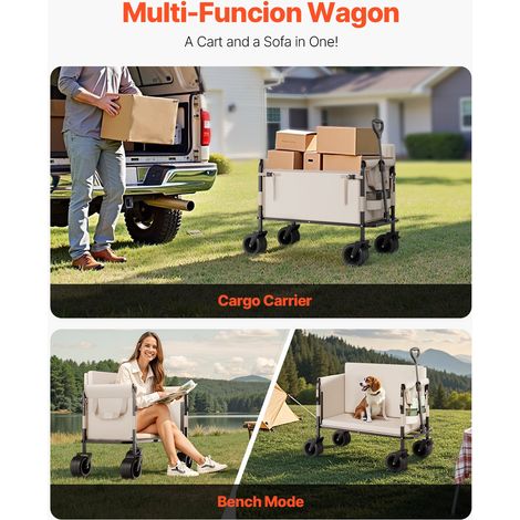 Chariot de Jardin Pliable, 220 L, Chariot de Transport Utilitaire 2 en 1 Convertible en Banc, Capacité de Charge 249,48 kg, avec Po… (1/5)