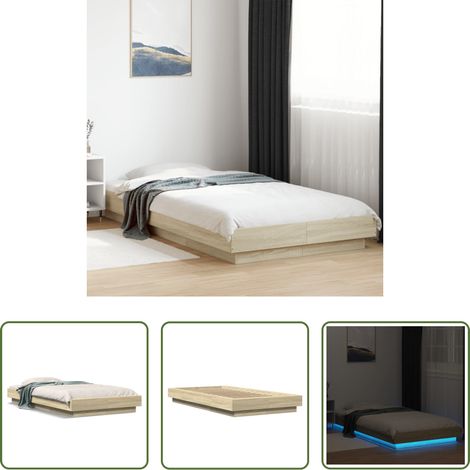 LED-Leuchten - Bettgestell mit LED Sonoma-Eiche 90x200 cm Holzwerkstoff (1/5)
