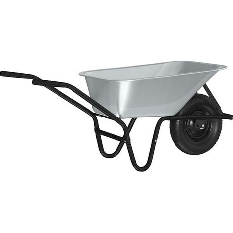Chariot à bras argenté et noir, dimensions : 141 x 60 x 57 cm, acier. (1/5)