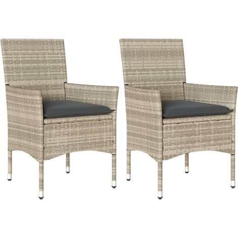 Maison Exclusive - Gartenstühle mit Kissen 2 Stk. Hellgrau Poly R
