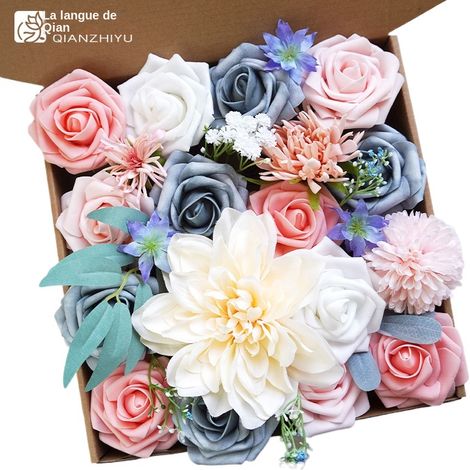 Fleur artificielle - Soie artificielle - Décoration DIY - Rose noire - Boîte cadeau - Bowant (1/5)