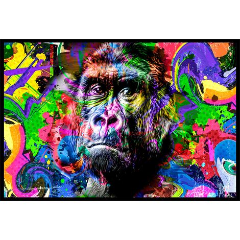 Affiche encadrée gorille pop art coloré (1/5)