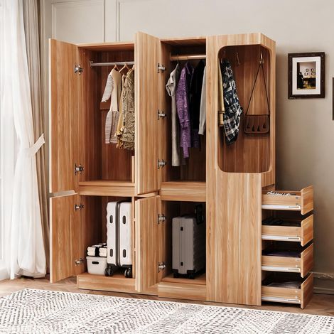 Armoire-penderie coloris natural bois en bois 140 x 40 x 170 cm (1/5)