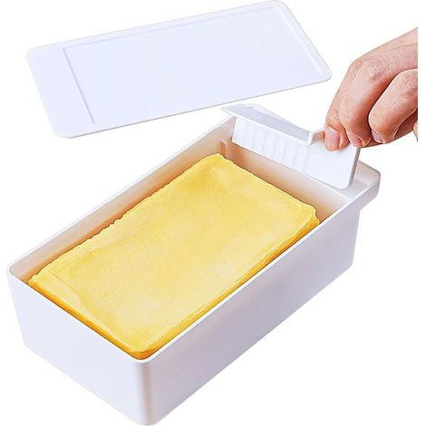 Beurrier avec couvercle, boîte à beurre avec planche à découper, beurrier en plastique refermable pour réfrigérateur (1/5)