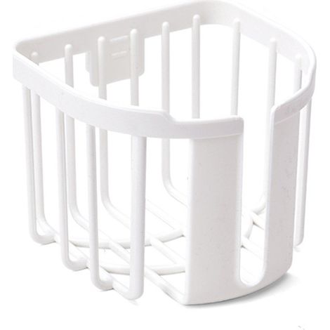 Porte-rouleau de papier toilette mural robuste - Panier de rangement pour salle de bain - Blanc (1/2)