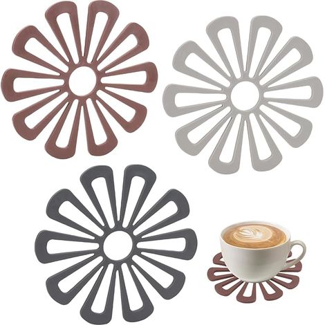 Dessous De Plat Silicone, Set De Résistants À La Chaleur Antidérapants Et Décoratifs Motif Fleur De Prunier Multicolore (1/5)