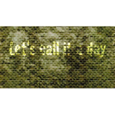 Papier peint panoramique métro vert Tapisserie panoramique vert avec écriture jaune Papier peint panoramique brique original salon & chambre (1/3)