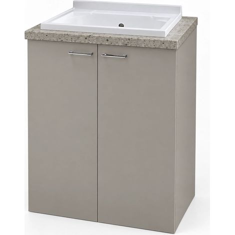 Mobile lavatoio 71x65 Ada pietra con ante tortora opaco