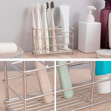 Porte-Porte-Brosse Dentaire Électrique Stainless Steel Waterproof Multifunction Punch-Free Storage Organizer 166.511cm (1/5)