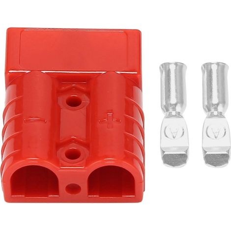 Connecteurs de type Anderson 50 A 600 V 6-12 AWG AC/DC pour outils électriques, bornes plaquées 6 AWG, fiches rouges (1/5)