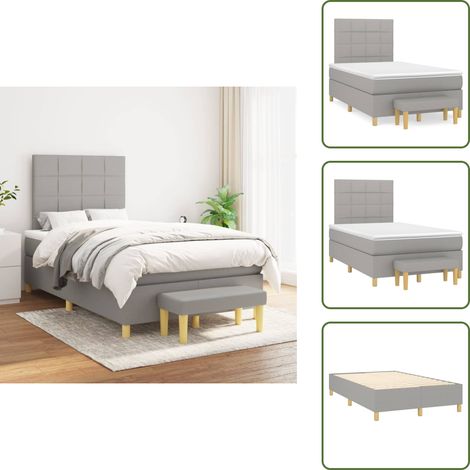 Materasso morbido - vidaXL Giroletto a Molle con Materasso Grigio Chiaro 120x200cm Tessuto - Letto con coprimaterasso