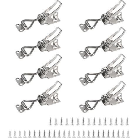 8Pcs Loquet à Bascule Acier Inox Loquet de Serrage Fermeture Capot Fermeture a Levier Capacité de Rétention 100kg 220lbs Menuisier Sauterelles Bascule Pince Réglable pour Armoire Porte (1/5)
