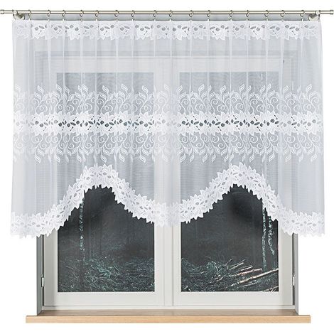 Bastia - Rideau jacquard prêt à poser avec fente en bas - 250 x 120 cm - blanc (1/5)