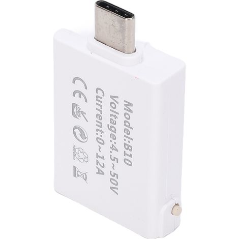 Testeur USB C de puissance multi-protocole avec écran couleur, enregistrement données max, pour chargeurs téléphones ordinateurs B10 blanc (1/4)