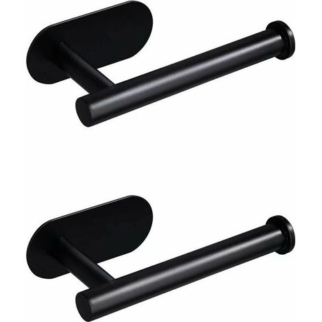 Dérouleur Papier Toilette Mural Noir Acier Inoxydable, Auto-adhésif Porte Papier Toilette Mural sans Percage, Support Rouleau Papier Toilette, pour Cuisine et Salle de Bain, 2pcs (1/5)