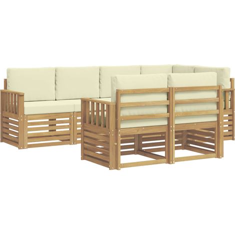 Outdoor Sofa Set 7 pcs White and Cream 247 x 128.5 x 73 cm vidaXL (1/5)