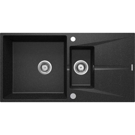 deante ZRC2513 Fregadero de granito de 1,5 cubetas con escurridor.