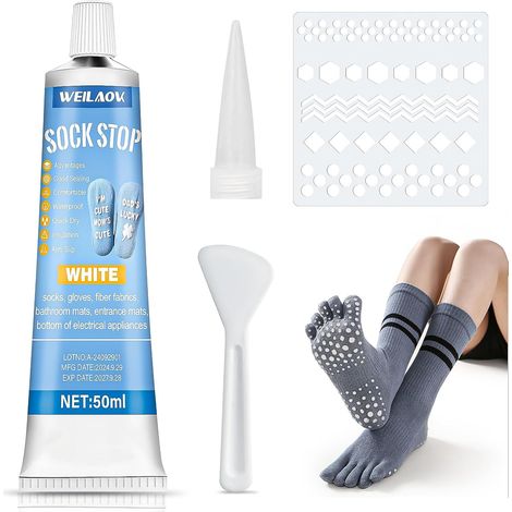 Sock Stop, Antidérapant Chaussette Kit, Liquide Antidérapant, Colle Antidérapante pour Chaussettes, Chausson,Tapis, 50ml (1/5)