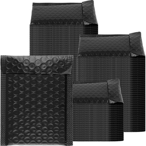 100 x A6 Bubble Mailers Padded Envelopes Self Seal Poly Mailers for Small Business 4.3" x 6.7" Black (1/5)